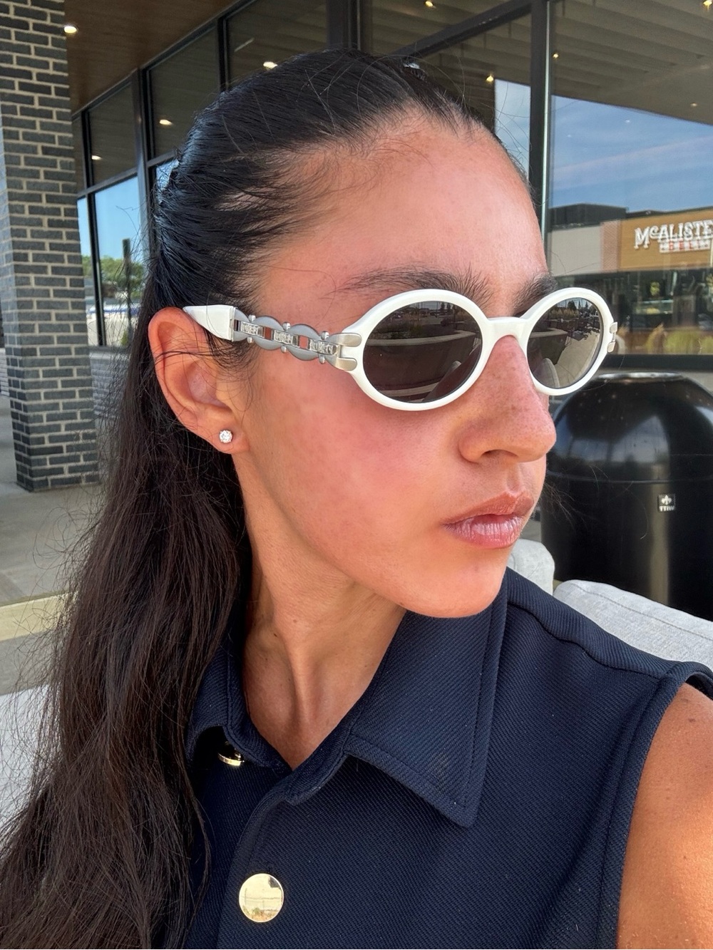 Fendi White Oval Sunglasses with Black Lenses and Branded Case - Picture 8 of 8